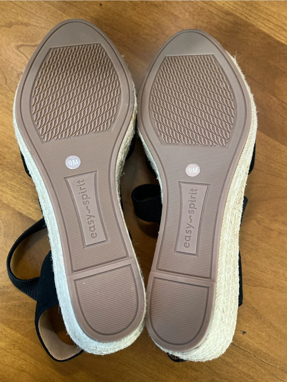 Easy Spirit Women's Black Meza Wedge Espadrille Sandals • Size 9 •NWOT